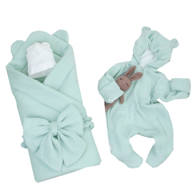 Комплект на выписку 4 предмета Муслин лето KiDi 4.219(Мс)-333/62 полынь 1